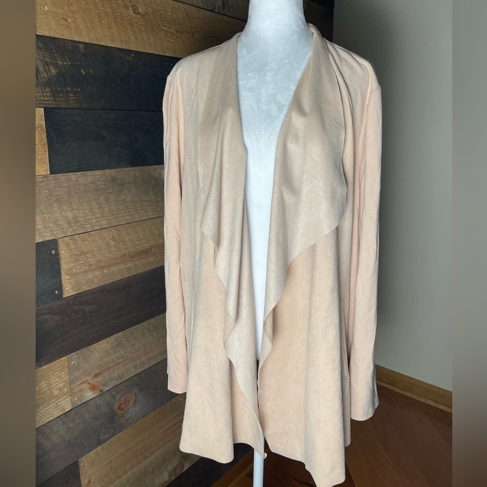 Chico’s Faux Suede Peach Double-Face Duster Cardigan Size XL
